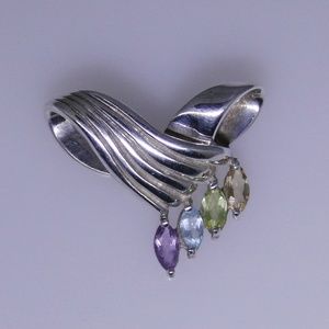 Sterling silver slide with marquise gemstones